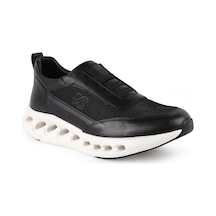 Libero L5985 Hakiki Deri Triko Erkek Sneaker - Aerodinamik Kalın Eva Tabanlı Bağcıksız Spor Ayakkabı Siyah