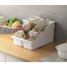 Lyon Lazy Corner Mutfak Eşyası Kapak Rafı Plastik Depolama Kutusu Beyaz