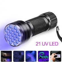 21 Led Ultraviyole El Feneri, 395 Nm Uv Fener, Mor Işık El Feneri Siyah