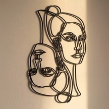 İkili Yüz Minimalist Tek Çizgi Sanatı Siyah