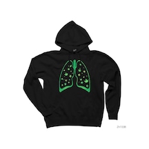 Cannabis Lifted Weed Siyah Kapşonlu Sweatshirt Hoodie