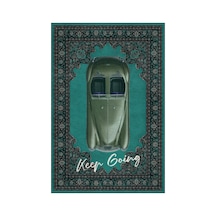 Retro 104 Turkuaz Yeşili Vintage Retro Araba Yıkanabilir Tasarım Halı Salon Oturma Ev Oda Halısı