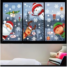 80 Adet Kar Tanesi Pencere Cam Yapışkanları, Noel Baba Geyik Çıkartmaları