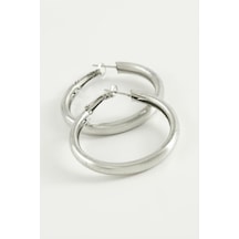 Noktalı Boru Halka Küpe 3,5 Cm-gümüş Rengi N701 Diğer