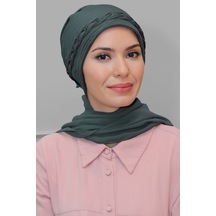 Hürrem Bone Füme Pratik Hazır Geçmeli Tesettür Bone Fukuro Piliseli Örgülü Şifon Atkılı 1825a 25 Füme
