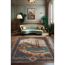 Homshtag Şehirlerde İstanbul Dijital Baskılı Şehir Temalı Halı Çok Renkli