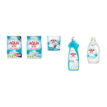 Aquabor Doğal Mineralli 4 Kg Renkliler + 4 Kg Beyaz + Tablet + Elde Bulaşık + Sıvı Beyaz 5 Li Set