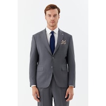 Sabri Özel Erkek Gri Dar Kesim Slim Fit Yünlü Dokuma Normal Bel 6 Drop Takım Elbise