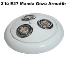 3 Lü Manda Gözü E27 Sıva Üstü Glop Armatür Beyaz