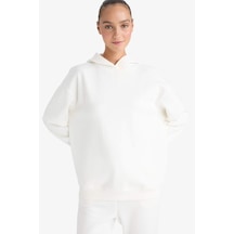 Defacto Relax Fit Kapüşonlu Basic Düz Kalın Sweatshirt D9935ax25wner105 Ekru