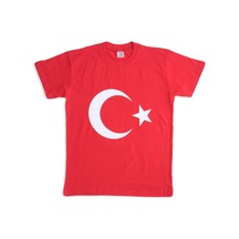Unisex Çocuk Türk Bayrağı Baskılı Kısa Kol T-shirt 001