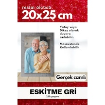Gerçek Camlı 21lik Düz 20 X 25 Gri Fotoğraf Resim Çerçevesi Ayaklı Arkalık Veya Duvara Asma