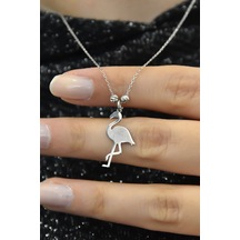 Papatya Silver 925 Ayar Gümüş Rodyum Kaplama Dorika Toplu Flamingo Kadın Kolye