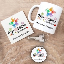 Özel Eğitim Öğretmeni Hediye Seti Kupa Bardak+Altlık+Anahtarlık