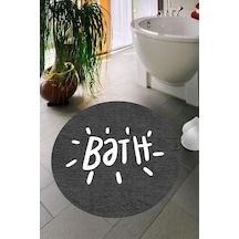 Tr Dijital Baskı Kaymaz Taban Yıkanabilir Bath Yazılı Banyo Paspası Dc-8025 Koyu Gri Diğer