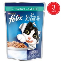 Purina Felix Ton Balıklı Pouch Yetişkin Yaş Kedi Maması 3 x 100 G