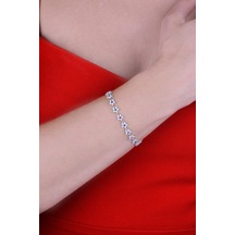 Papatya Silver 925 Ayar Gümüş Sıralı Yıldız Model Taşlı Bileklik