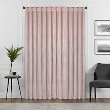 Harper Kadife Çubuk Cep Perdeleri Yatak Odası İçin, Tek Panel, 127 Cm X 213 Cm, Allık 50 x 22