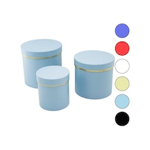 3pcs Yuvarlak Mat Renkli - Düz Renk Karton Hediye Kutusu 18-16-12cm