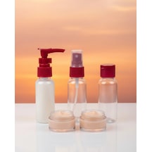 30 Ml 5 Li Seyahat Banyo Şişe Seti Sızdırmaz Tasarım Kırmızı