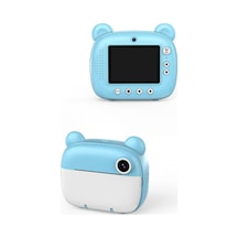 Anlık Termal Yazıcılı Dijital Çocuk Kamerası Kulaklı 2.4 İnç Hd Photo Printer Camera Mavi