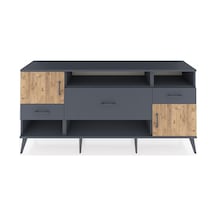 Hyperion Konsol 3 Raflı 3 Çekmeceli 2 Kapaklı 176x44x83 Antrasit-çam/antrasit Çam/antrasit