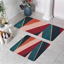 Rovigo Home Baskılı Kaymaz Taban 2 Li Banyo Paspas Takım Rvg5185-100X60-60X50 Çok Renkli