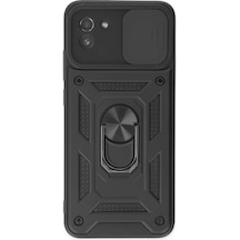 Samsung Galaxy A03 Kılıf Pars Lens Yüzüklü Silikon - Siyah