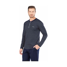 5656 Uzun Kollu Pamuklu Erkek Pijama Takımı-lacivert Lacivert