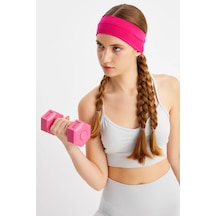 Kadın %100 Pamuklu Penye, Kaymaz, Terletmez, Ultra Hafif, Spor Saç Bandı Bandana - Tek Ebat / Fuşya Fuşya