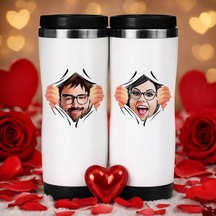 Bk Gift Çift Karikatürlü İkili Çelik Termos Bardak -1, Sevgiliye Hediye, Sevgililer Günü Hediyesi Termos Seti Kobitmeyencom36322 Bk Gift Renkli