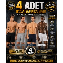 Erdem Erkek Karışık 4 Adet Likralı Uzun Paça Boxer Kutulu- 1470k Füme