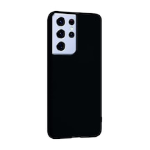 Samsung Galaxy Uyumlu S21 Ultra Kılıf Kamera Korumalı Silikon Rubber Arka Kapak Siyah