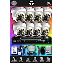Turkno 8 Kameralı Domie 8 İç Kamera Set 320 GB HDD Full HD Renkli Gece Görüşlü Güvenlik Kamerası Sistemi