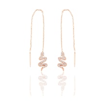Gümüş Zincirli Yılan Küpe Barcode Gold - Rose Gold - Rodyum