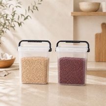 2 Adet Tutma Saplı Erzak Ve Bakliyat Saklama Kabı Seti, Kapaklı Çok Amaçlı Mutfak Düzenleyici Saklama Kutusu Çok Renkli