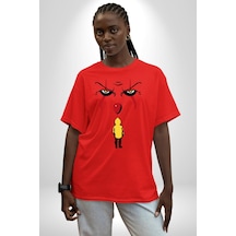 Pennywise Vs Georgie Korku Filmi Pamuklu Bisiklet Yaka Unisex Oversize Boyfriend Dijital Baskılı Kırmızı T-shirt Kırmızı
