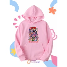 Çocuk Unisex Brawl Stars Baskılı Oversize Kapüşönlü Sweatshirt Pembe