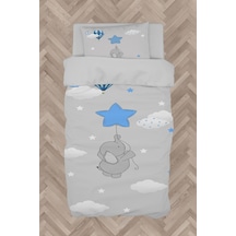 Mekta Home Bebek Ve Çocuk Odası Mavi Yıldızlı Fil Desenli Nevresim Takımı