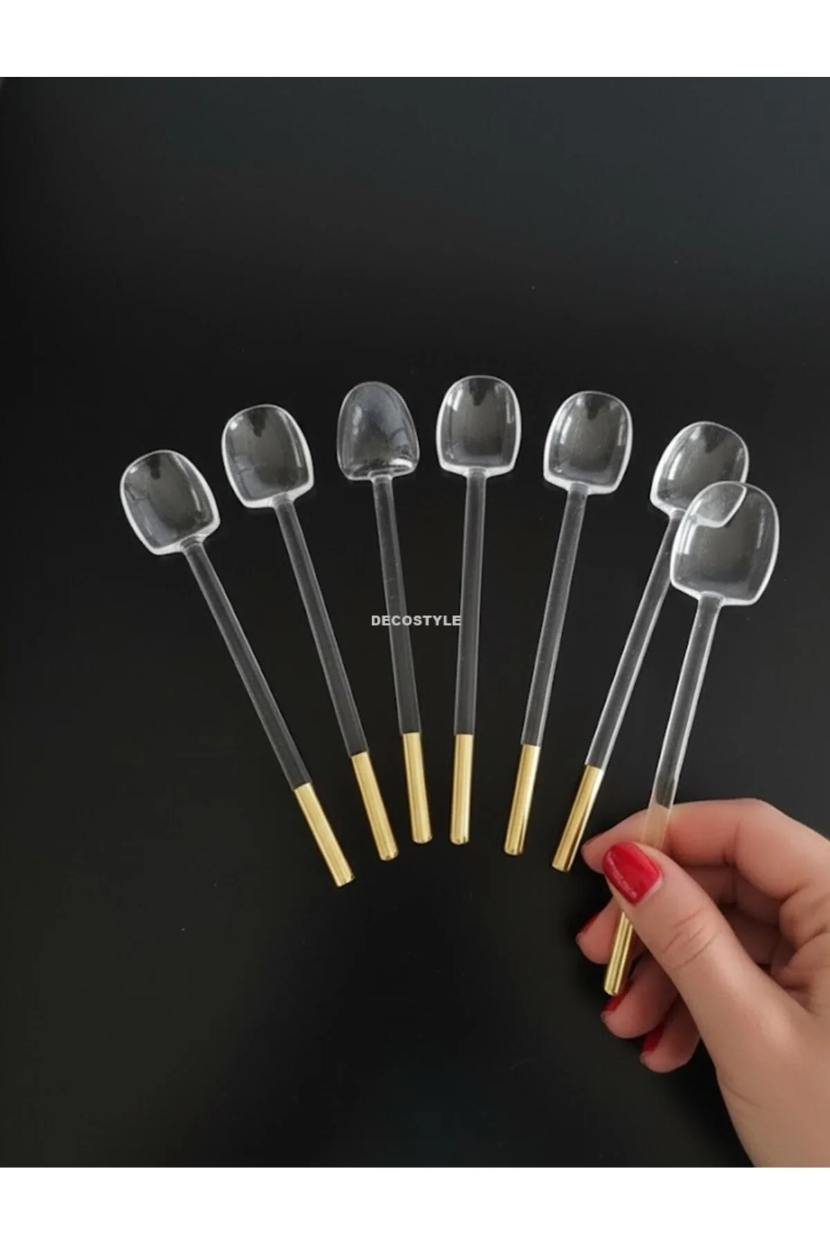 Cam Çay Kahve Karıştırma Kaşığı 6 Lı 13 Cm Şık Ve Dayanıklı Karıştırıcı Kaşık Seti Şeffaf