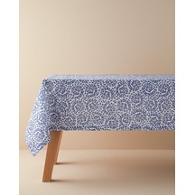 Carnival Floral Polyester Masa Örtüsü Mavi Acı Kahverengi
