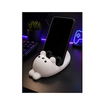 Sevimli Ayıcık Telefon Standı 3d Baskı Masaüstü Telefon Tutucu Dekoratif Telefon Standı Beyaz