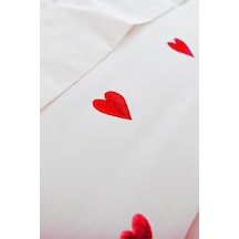 Heart Tek Kişilik Çarşafı Lastikli Kalpli Nevresim Takımı Kırmızı 0