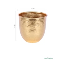 Yapay Çiçek Sitesi Metal Darbeli Cezve Saksı 14 Cm Altın