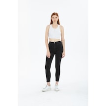 Tref Jns Snow Açık Kar Mavi Yüksek Bel Toparlayıcı Dar Paça Skinny Power Likralı Kot Pantalon Açık Mavi