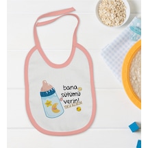 Bk Kids Bana Sütümü Verin Tasarımlı Pembe Bebek Mama Önlüğü