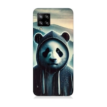 Samsung Galaxy A42 5g Uyumlu Kapüşonlu Panda Yalnızlığı Desenli Silikon Kılıf Çok Renkli