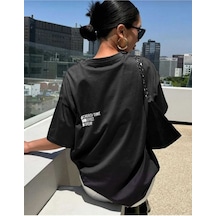 Kozia Outdoors Malkoçbey Cherısh Tıme Baskılı Overisze Unisex Basic T-shirt SIYAH