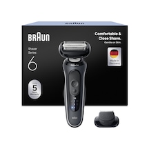 Braun Series 6 Erkekler İçin Elektrikli Tıraş Makinesi, 60 Dakikalık Tıraş Makinesi. Pil Ömrü, Hassas Düzeltici Ataşmanı, Erkekler İçin Kablosuz Islak Ve Kuru Tıraş Makinesi, Su Geçirmez, 62-g1200si, Gri