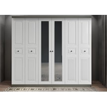 Merina Membran 6 Kapaklı Gardırop Montaj Dahil Füme Beyaz 210 Cm